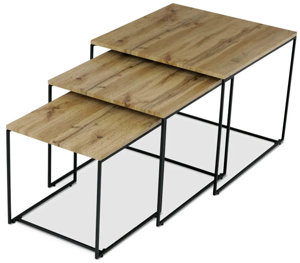 Set de mese de cafea din 3 piese, culoare stejar