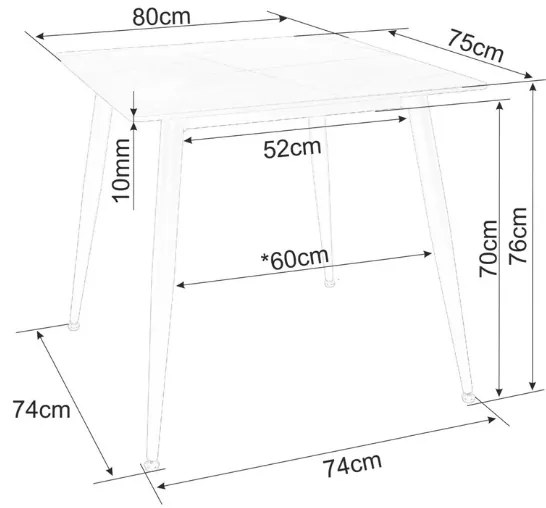 Étkezőasztal RION 80x80 cm kerámia asztallappal, fekete márvány
