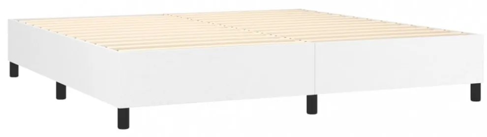 fehér műbőr rugós ágy matraccal és LED-del 200x200 cm