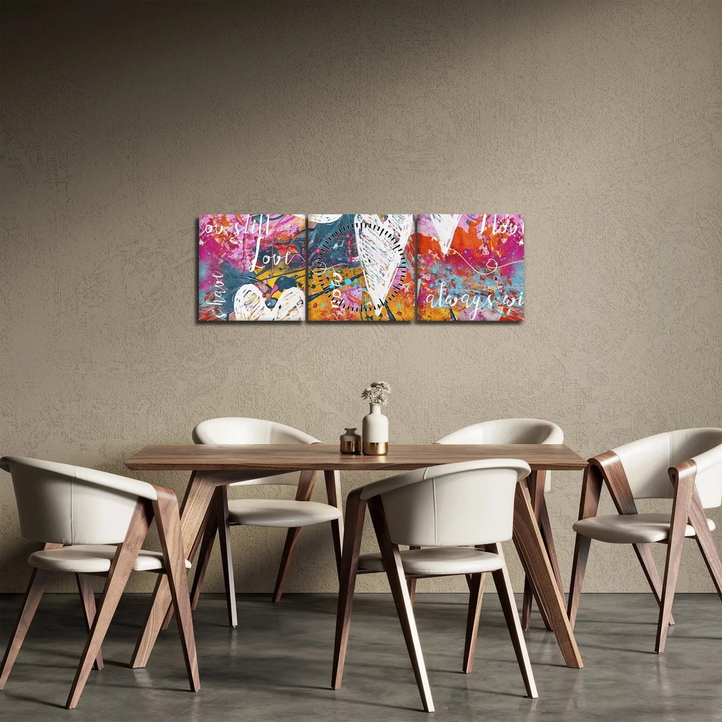 Kép - szív egy absztrakt háttérben (órával) (90x30 cm)