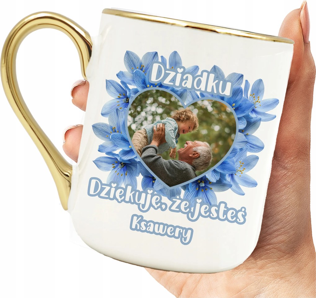 Nagypapa Bögre Elegáns Személyre Szabható Névvel És Fényképpel Arany