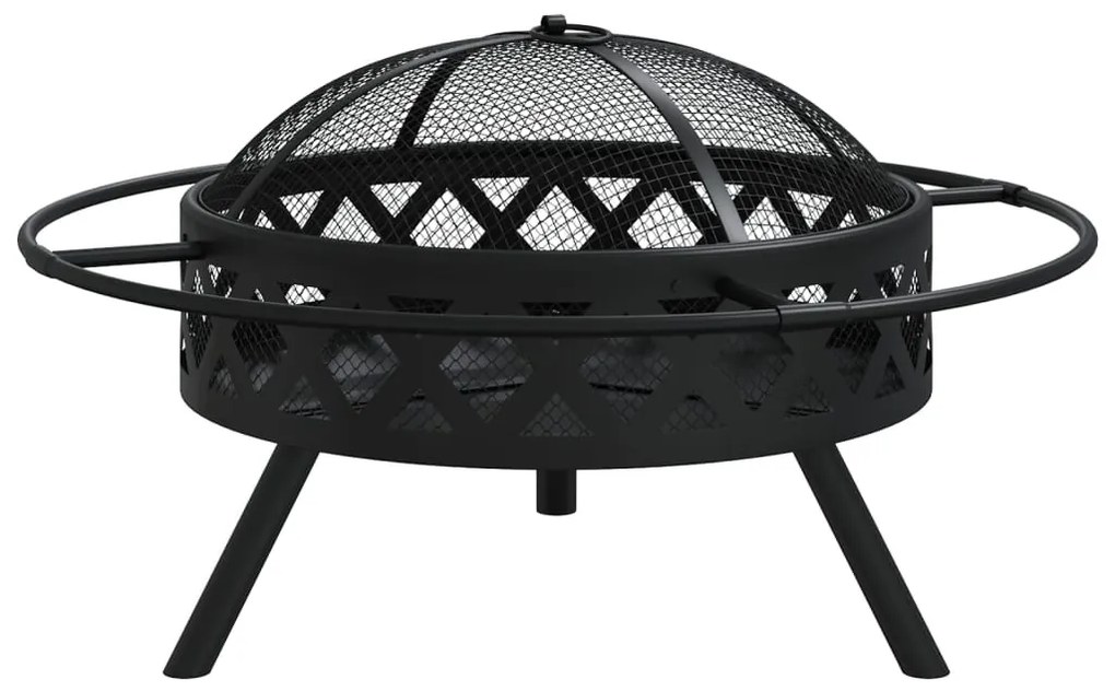 acél XXL méretű tűztál piszkavassal 70 cm