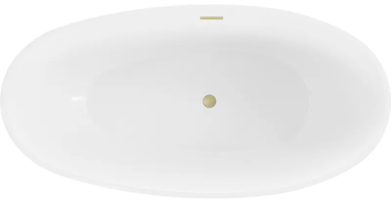 Mexen Bilbao, szabadon álló kád 180 x 90 cm, fehér-fekete, arany matt túlfolyó, 51311809075-55