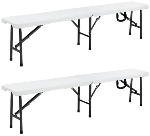 Casaria® 2 darabos összecsukható pad szett 180 cm - fehér