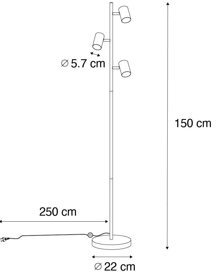 Modern állólámpa bronz 3-lámpás - Jeana