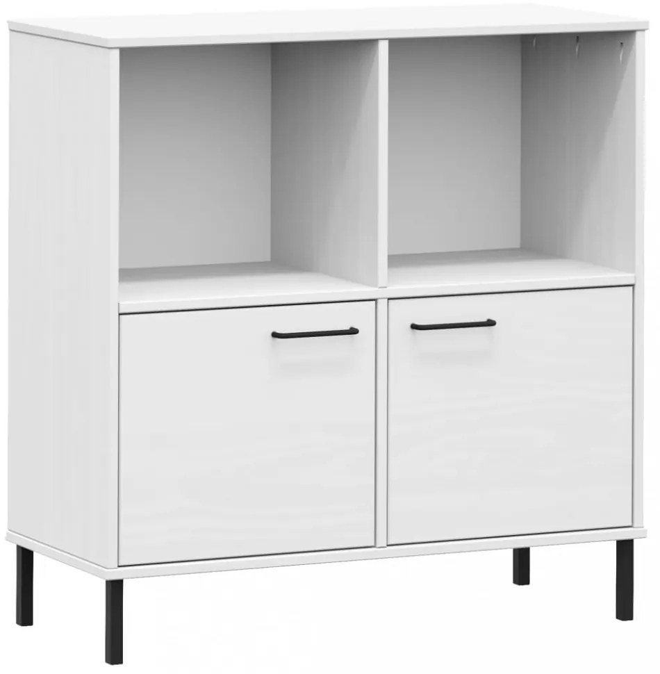 OSLO fehér tömör fa könyvszekrény fém lábakkal 90x35x90,5 cm