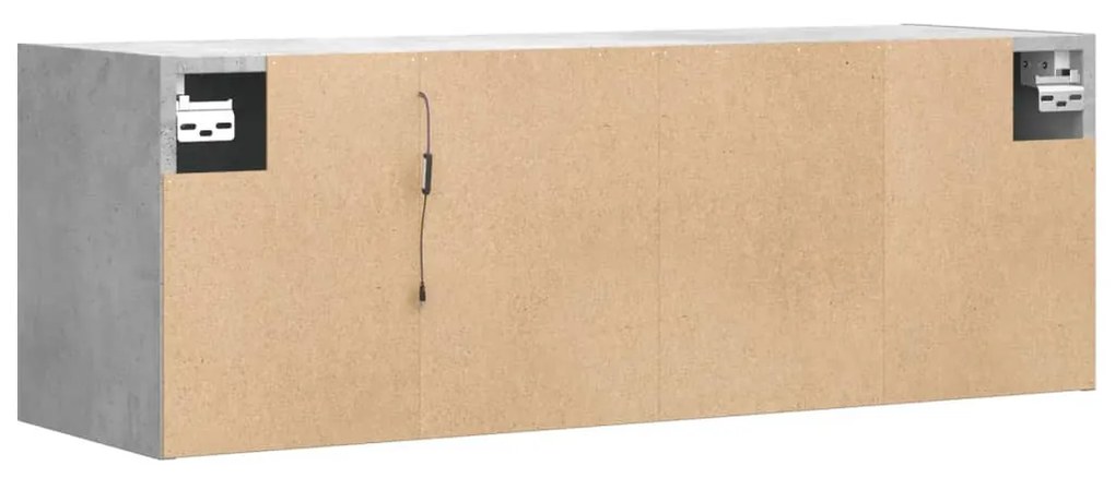 betonszürke falra szerelhető TV-szekrény LED-del 100x31x35 cm