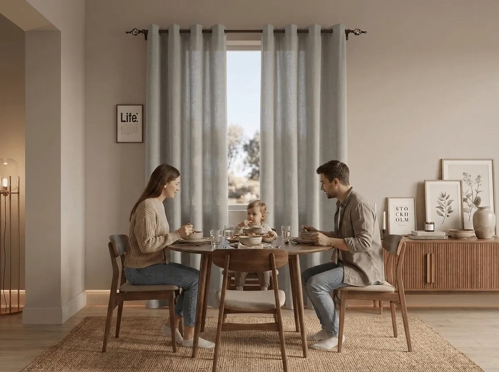 Függöny TAVIO 140x250 cm, világosszürke Felfüggesztés: Hullámos sínszalag