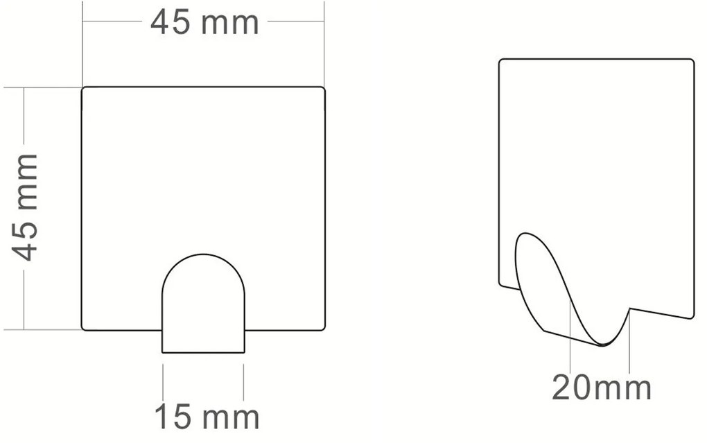 Sapho, Öntapadó akasztó, 4 db, matt fekete, 33201