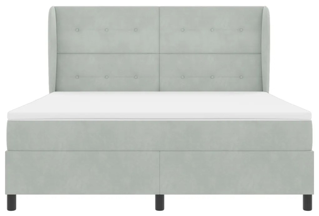 Boxspring ágy matraccal Világosszürke 180x200 cm Bársony