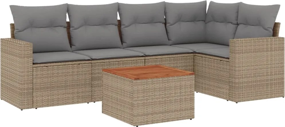 vidaXL 6 részes bézs polyrattan kerti ülőgarnitúra párnával