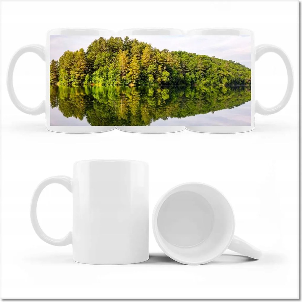 Fényképes bögre Erdő Tó Felhők