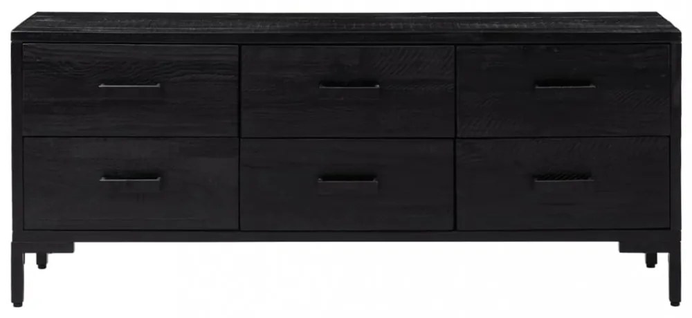 fekete újrahasznosított tömör fenyőfa tárolópad 110x35x45 cm