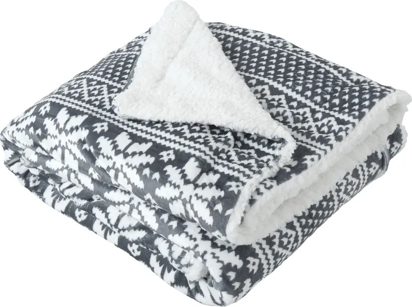 Kétoldalas bárány takaró, téli motívum, 150x200, MALENA