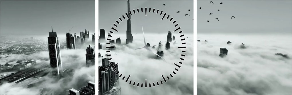 Kép - Felhőkarcolók Dubaiban (órával) (90x30 cm)