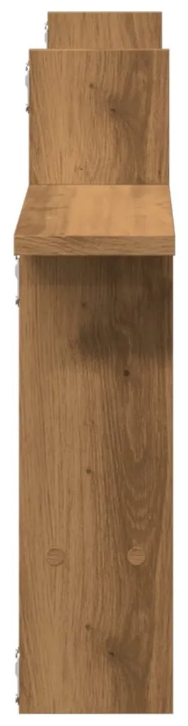 2 db kézműves tölgy színű szerelt fa fali polc 50 x 12 x 50 cm