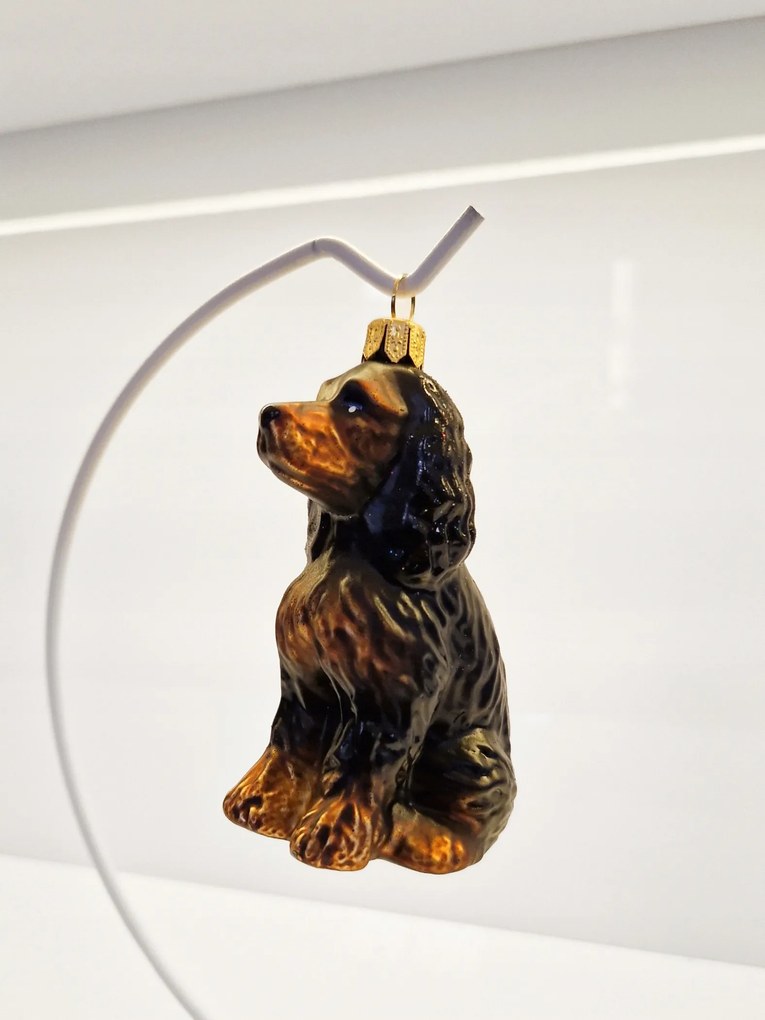 Bomba Karácsonyfadísz Üveg Kutya Cocker Spániel Fekete-Bronz