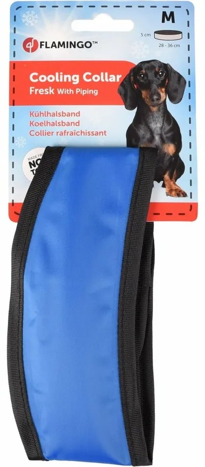 Flamingó hűsítő nyakörv kutyáknak, M méret 28 - 36cm, kék/fekete