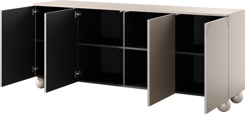 Sonatia II komód 200 cm négyajtós - kasmír / gömb lábak