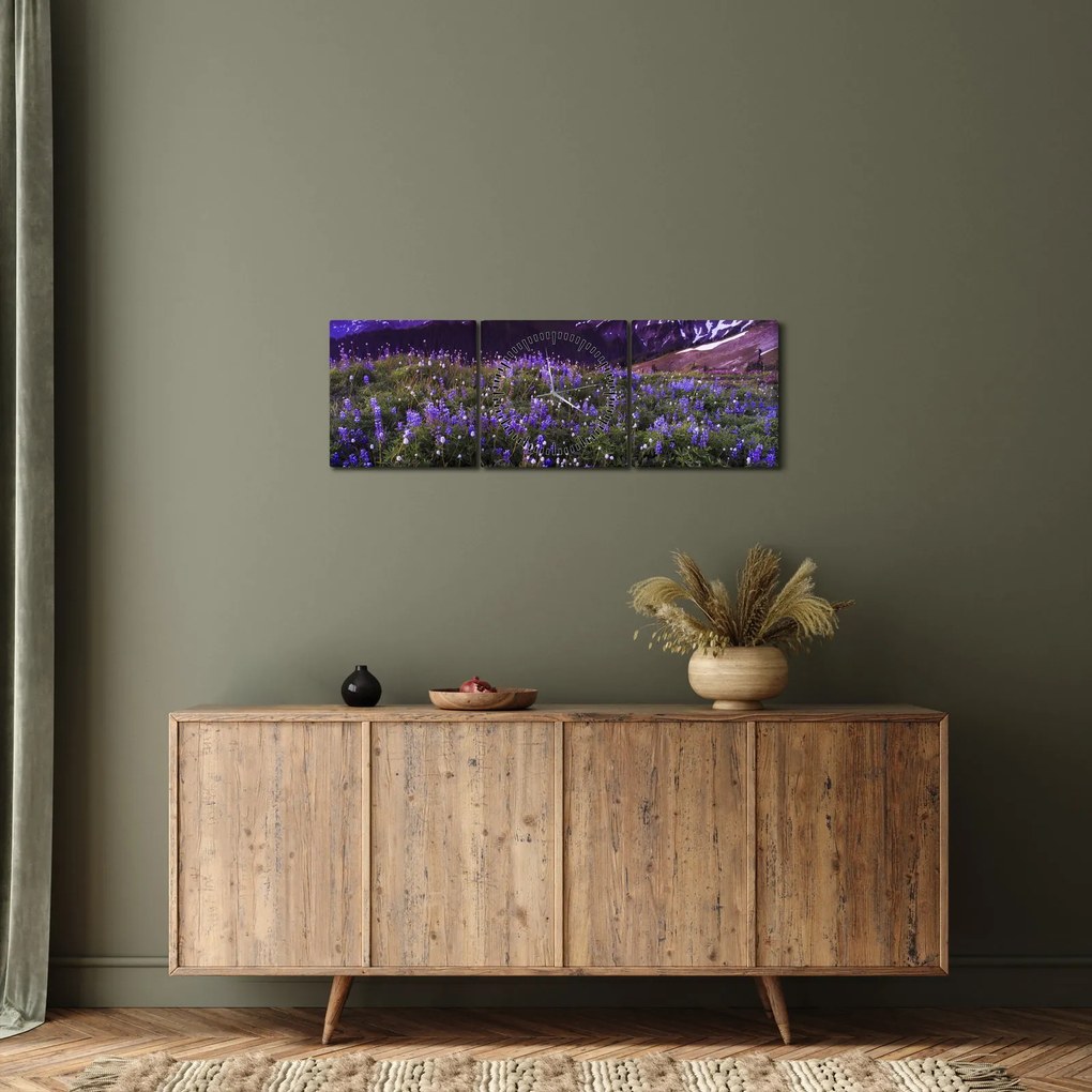 Kép - Vulkán és a virágok (órával) (90x30 cm)