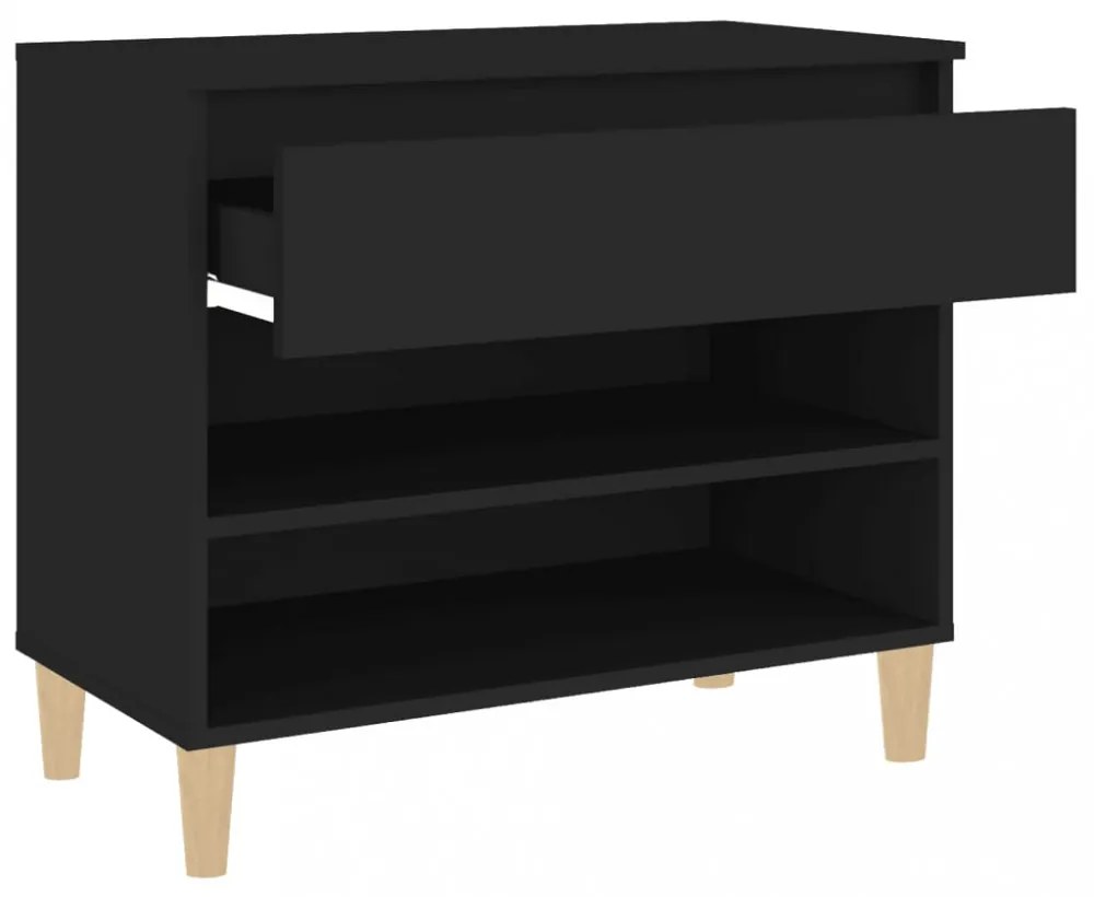 fekete szerelt fa cipősszekrény 70x36x60 cm