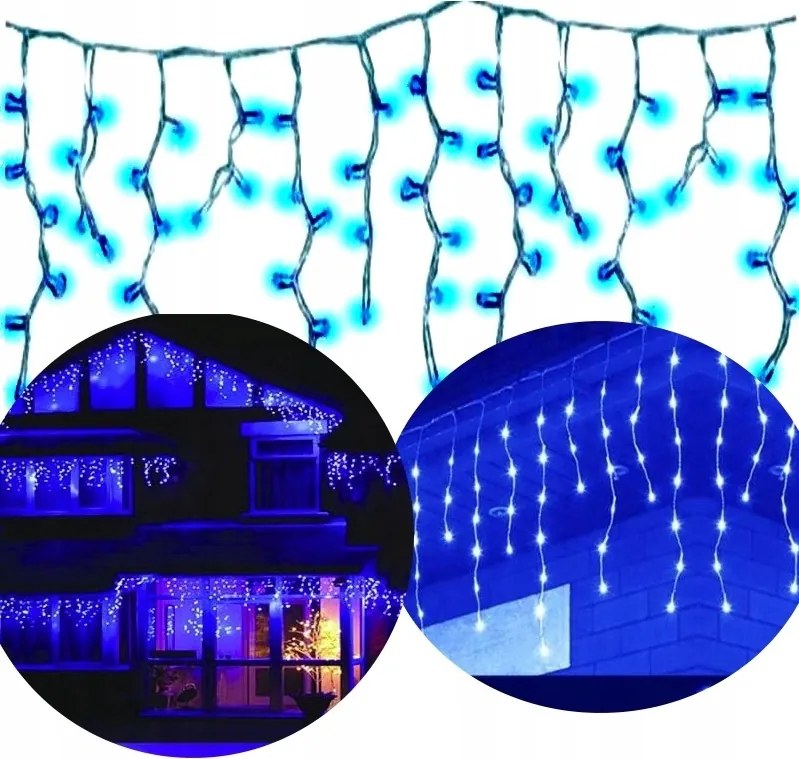 Jégcsap Karácsonyi Fényfüzér 500 Led Kék Fényfüggöny