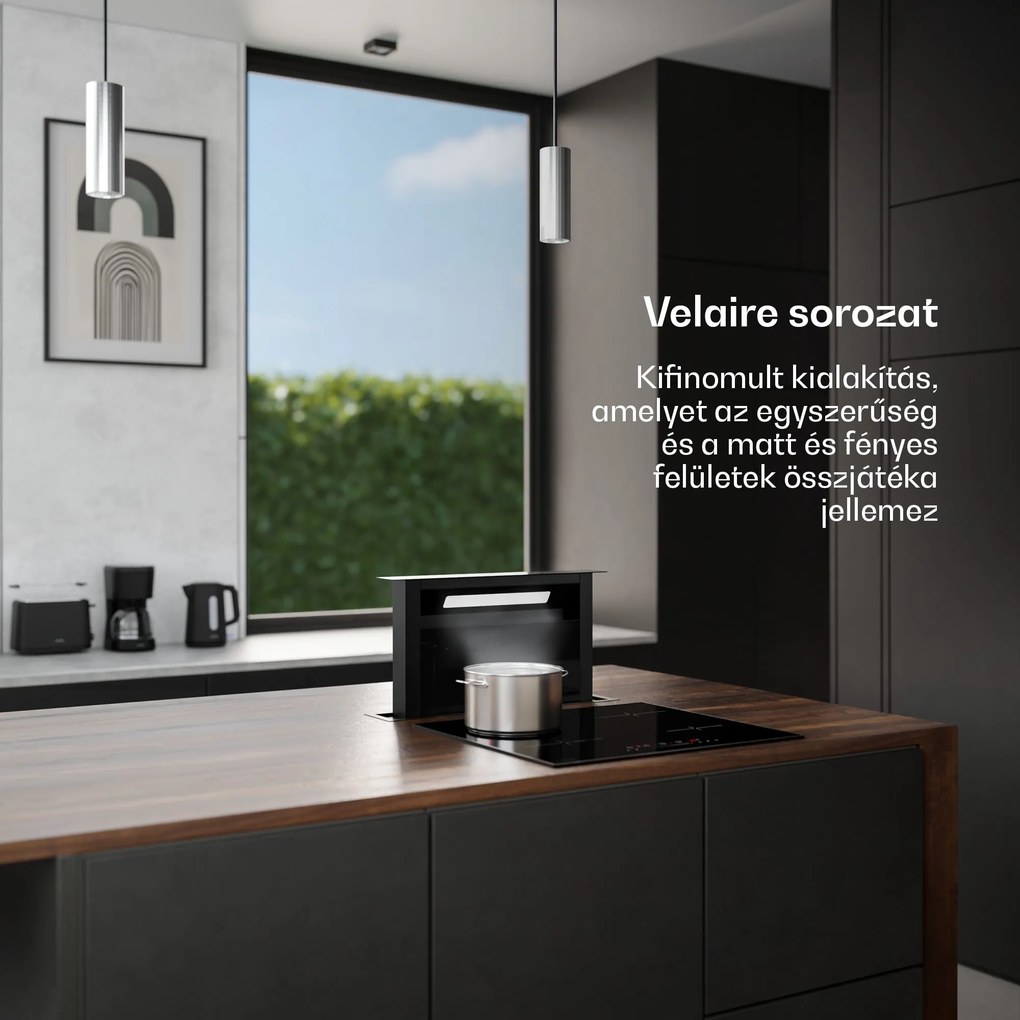 Klarstein Velaire Downdraft rendszer | Elegáns, minimalista, erőteljes | Energiaosztály A++ | 853 m³/h | 60 cm