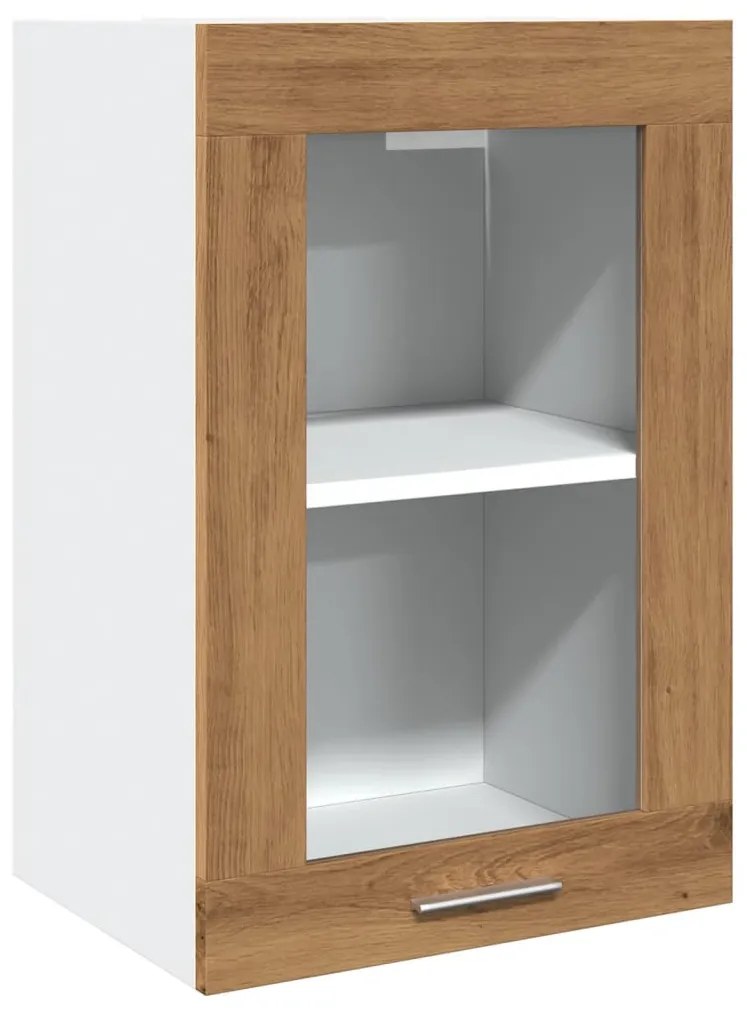 “Lyon” kézműves tölgy színű szerelt fa függő üvegszekrény