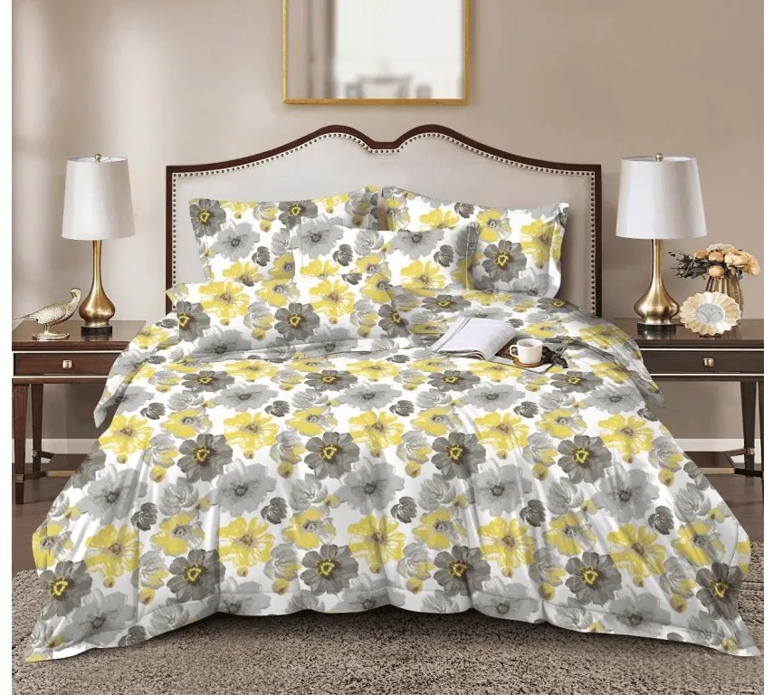 Mikroszálas ágyneműhuzat FEONELLE sárga-szürke Ágyneműhuzat mérete: 70 x 90 cm | 140 x 200 cm