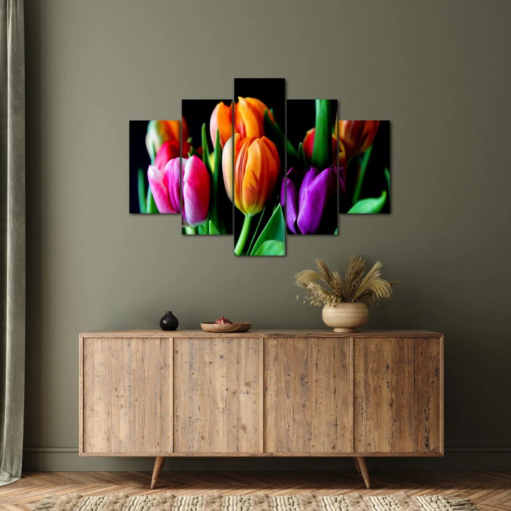 Tulipánok képe fekete alapon (150x105 cm)