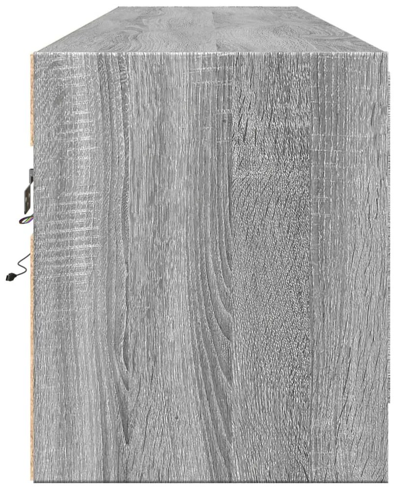 szürke sonoma színű fali TV-szekrény LED-del 180 x 31 x 38 cm