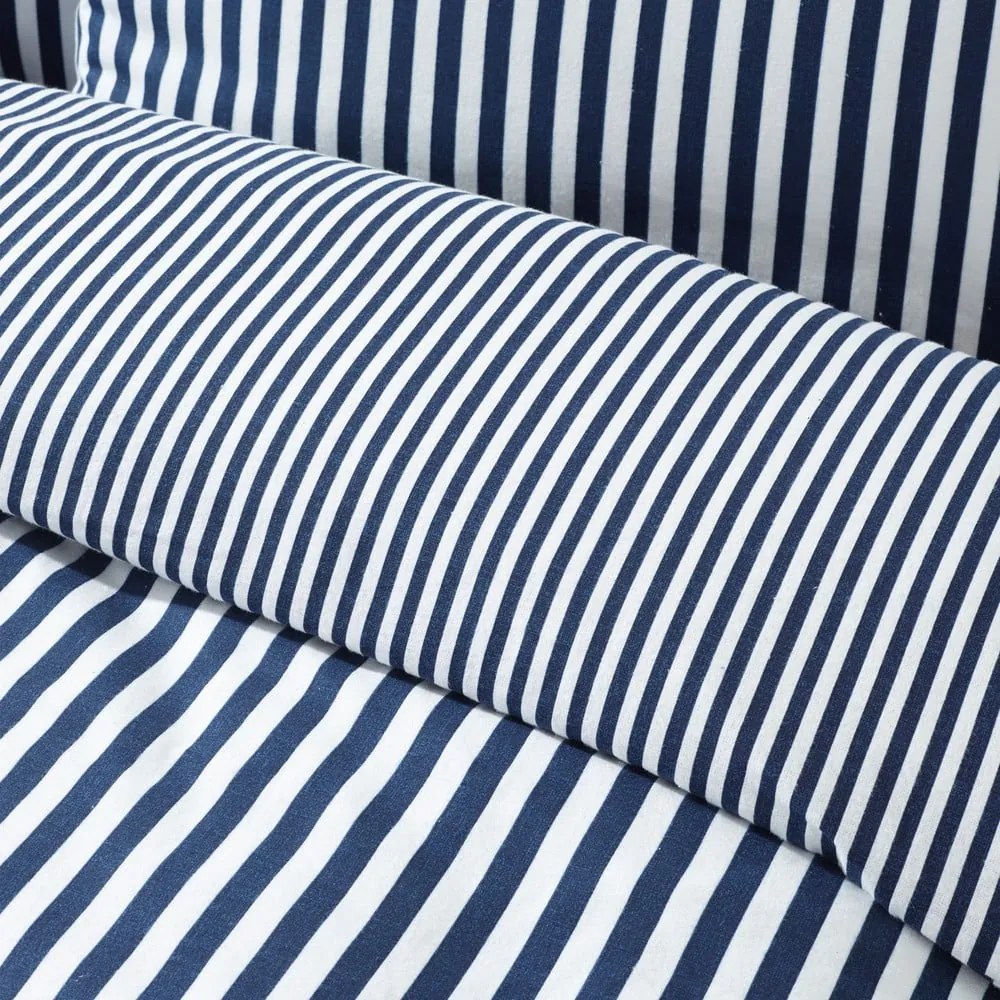 Sötétkék egyszemélyes flanel ágyneműhuzat 135x200 cm Stripe – Catherine Lansfield