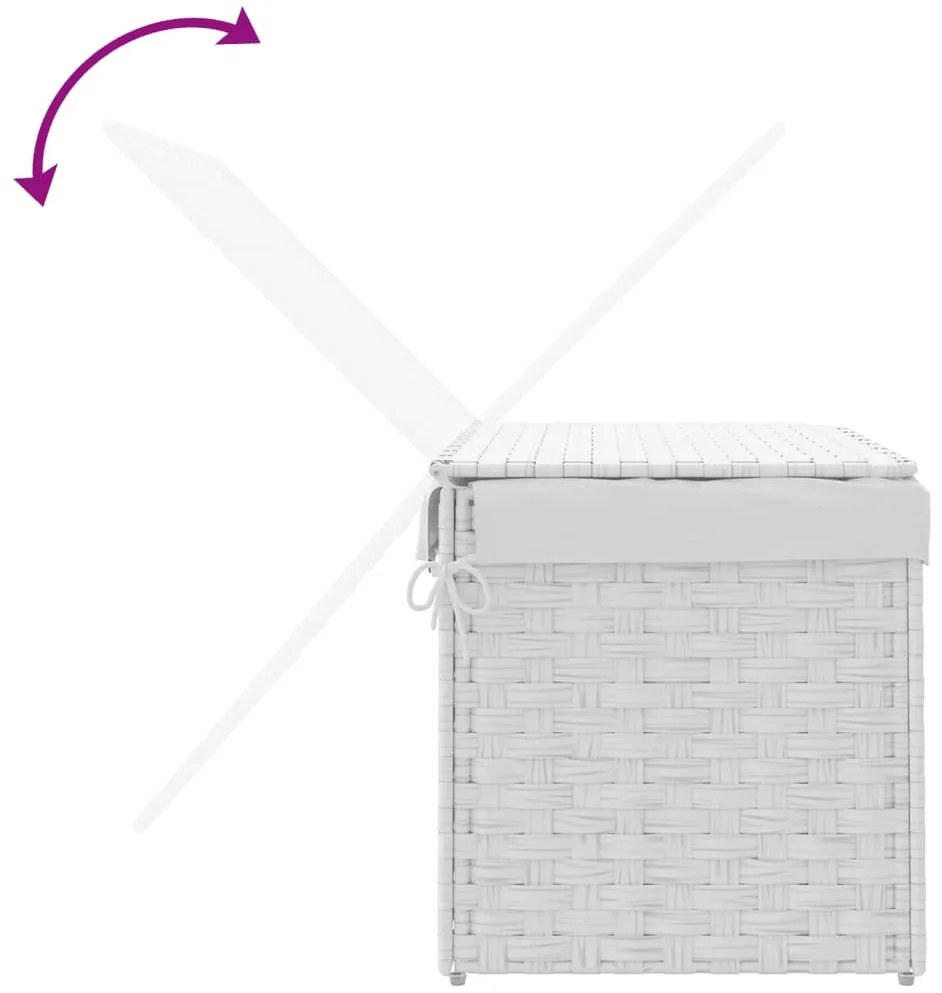 fehér polyrattan szennyeskosár fedéllel 55,5 x 35 x 34 cm