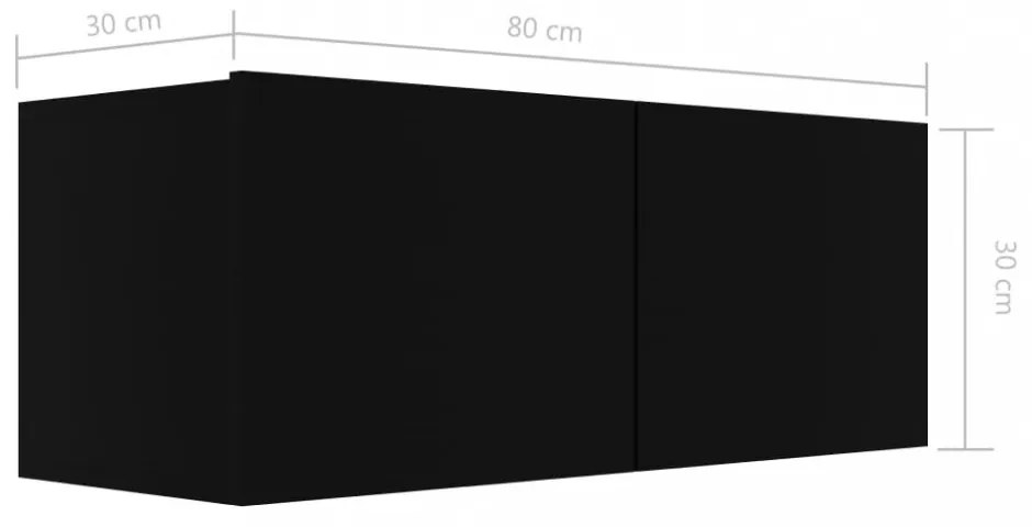 fekete szerelt fa TV-szekrény 80 x 30 x 30 cm