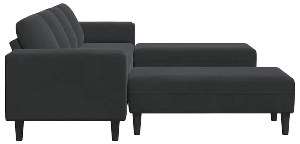 Kanapé Szett 3 pcs Fekete Bársony