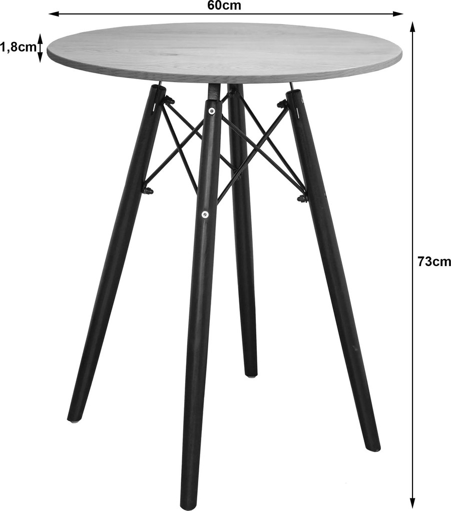 OSLO étkezőasztal tölgy dekorációval 60x60