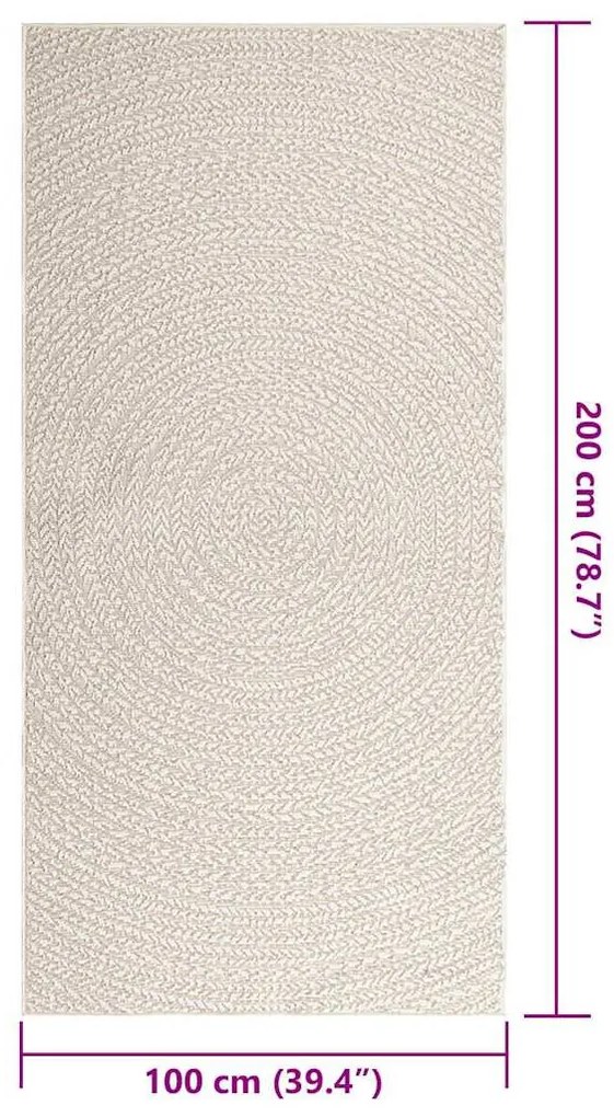 ZIZUR krém juta hatású beltéri és kültéri szőnyeg 100x200 cm