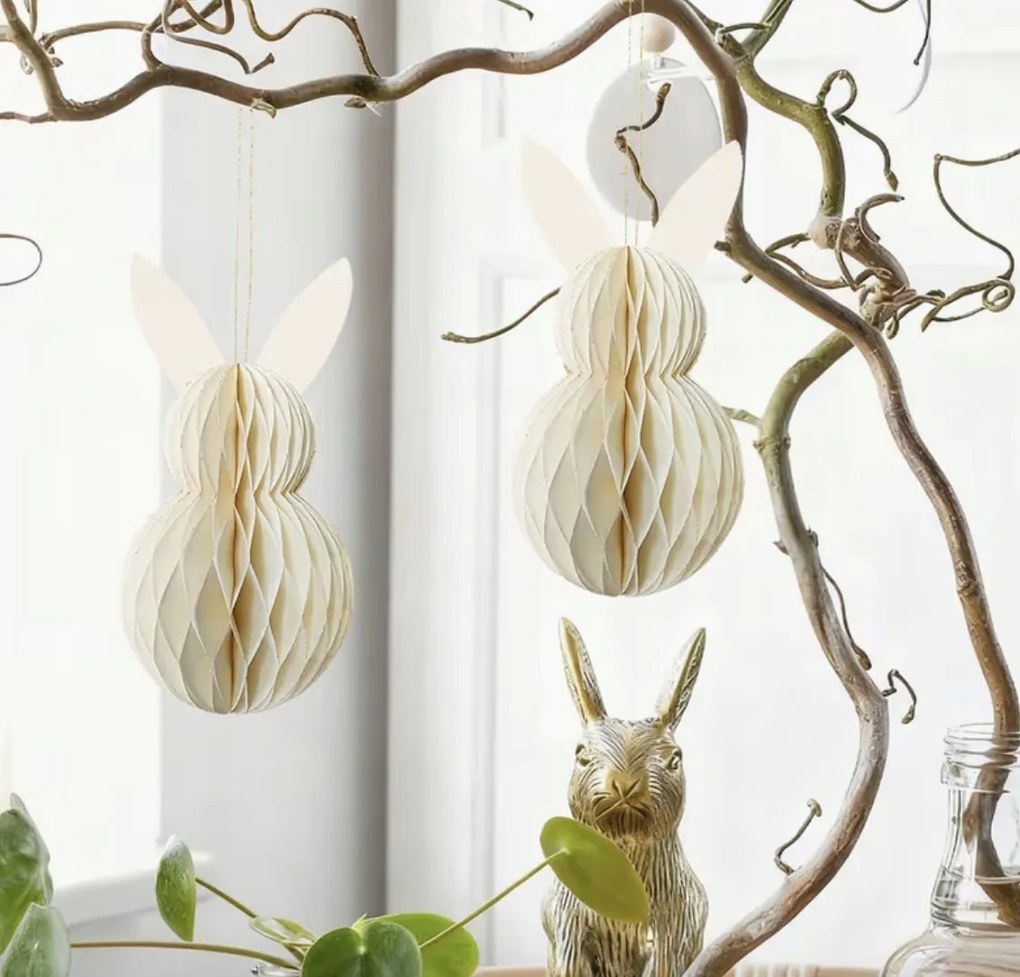 Gyönyörű Húsvéti Dekoráció Nyuszi Papír Nyuszi Bézs 2 db-os szett