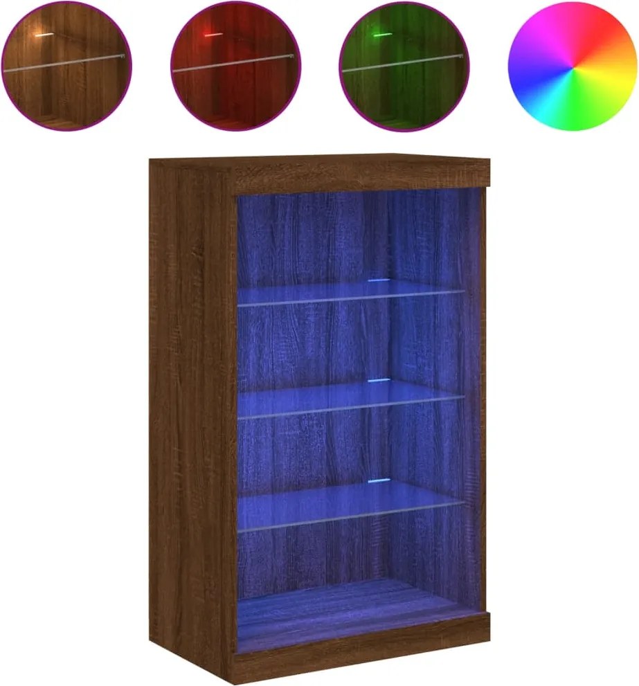 vidaXL barna tölgy színű tálalószekrény LED-ekkel 60,5 x 37 x 100 cm
