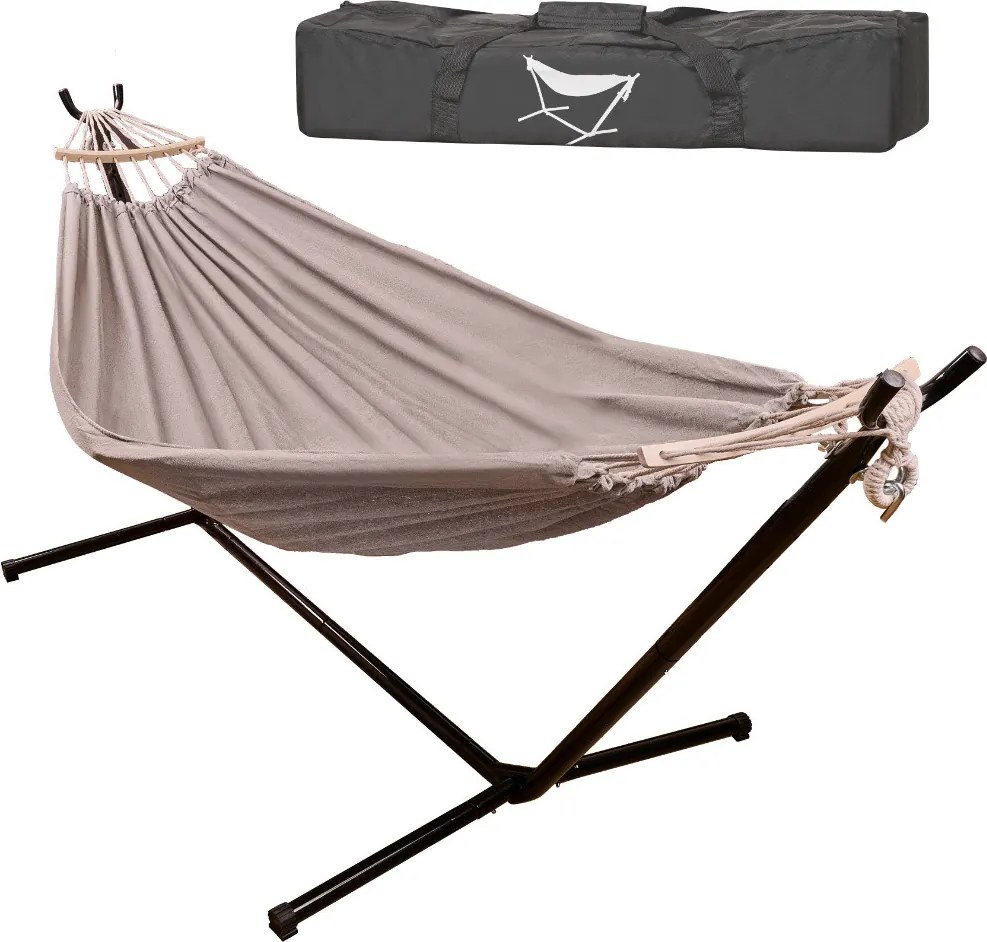 Kerti függőágy kerettel kétszemélyes hinta állvány függőágy állvány nagy erős + fedél 200cm 100kg