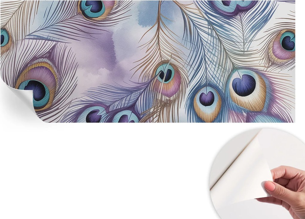 Öntapadós Dekoratív Fotótapéta Hálószobába Páva tollak 250x104 cm
