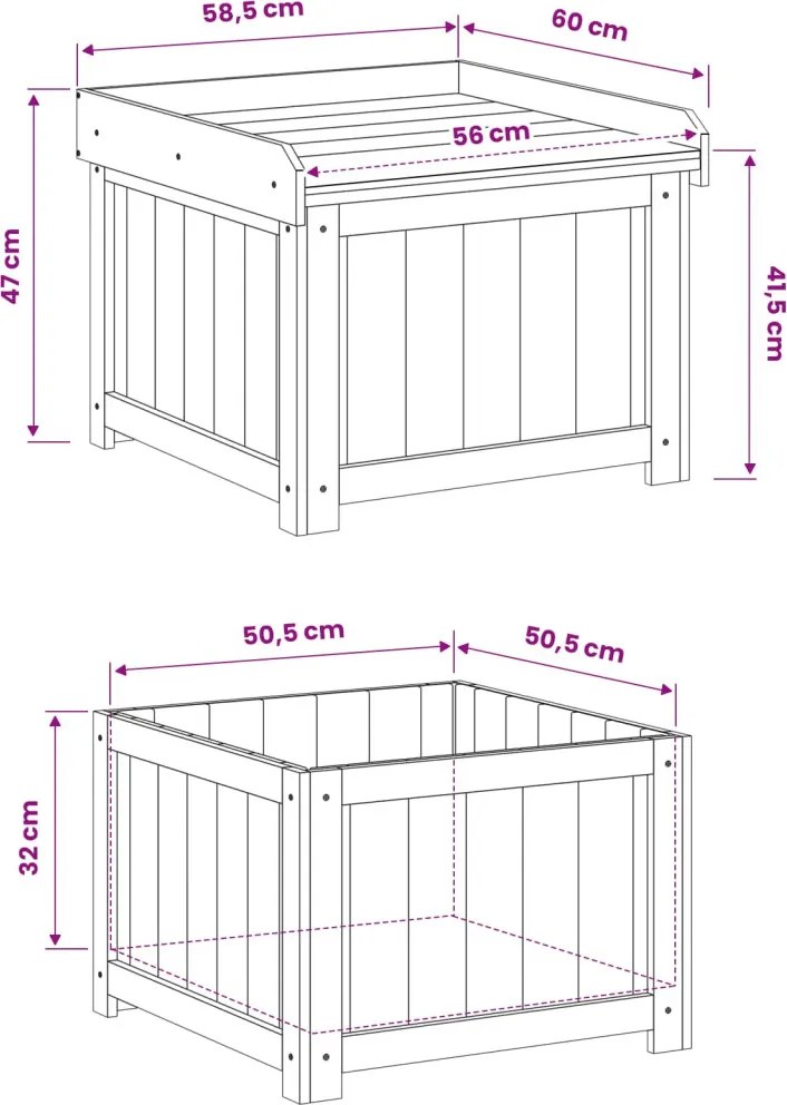 vidaXL Kinti párna tároló Impregnált Fenyőfa 58,5 x 60 x 47 cm