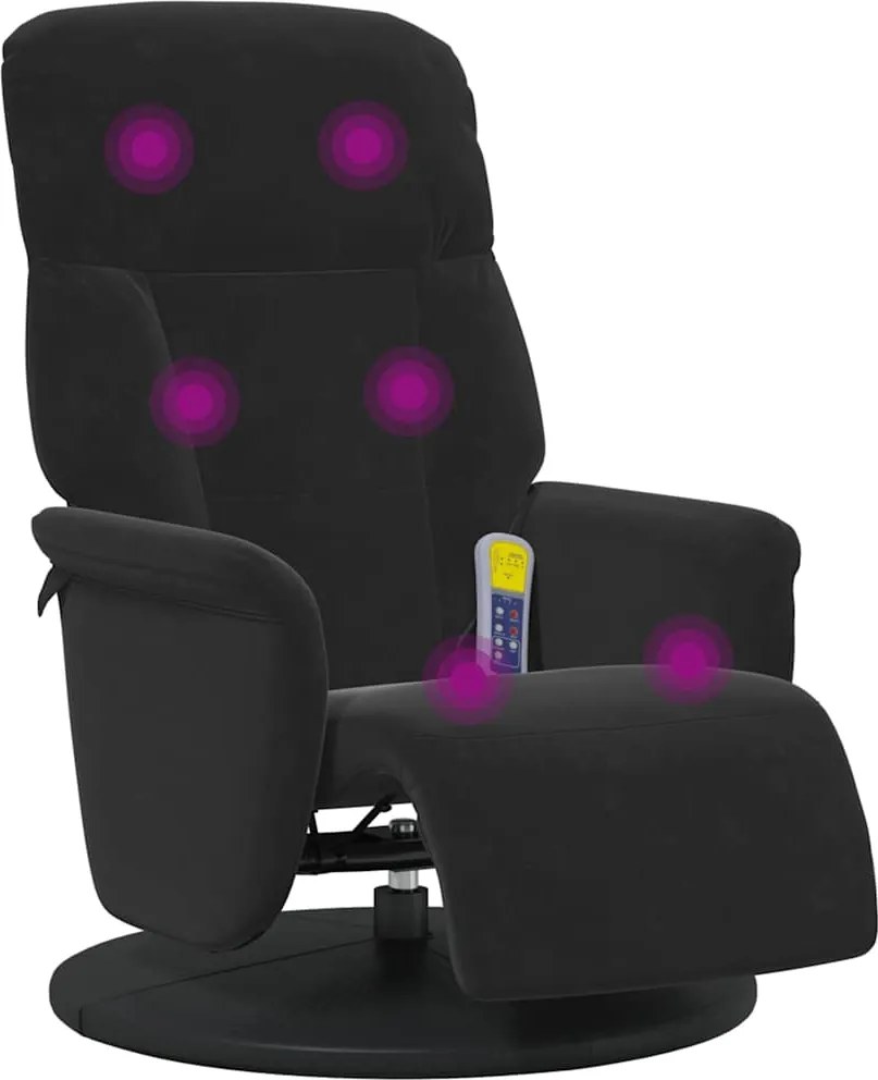 vidaXL fekete bársony dönthető masszázsfotel lábtartóval