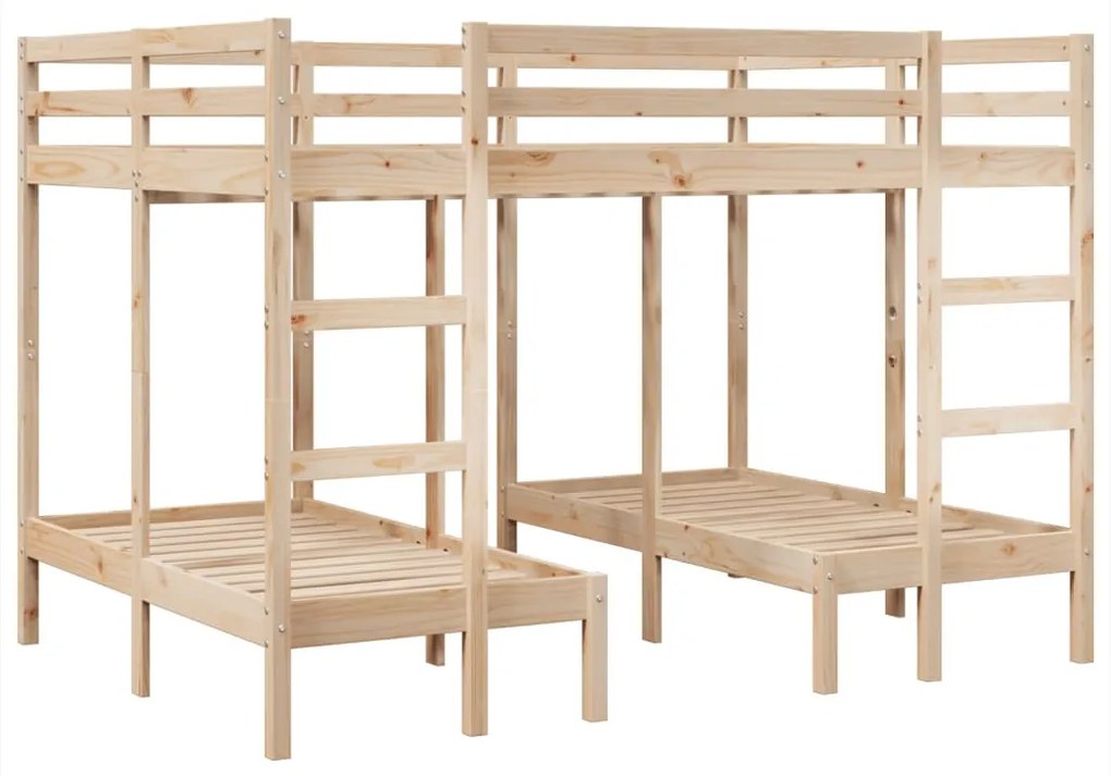 tömör fenyőfa tripla emeletes ágykeret 140x200/70x140 cm