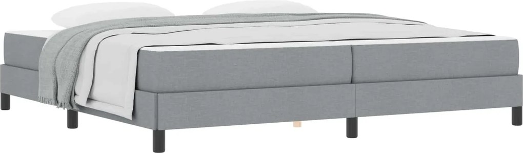 vidaXL Boxrugós ágy matracmal Világosszürke 200 x 200 cm szövet