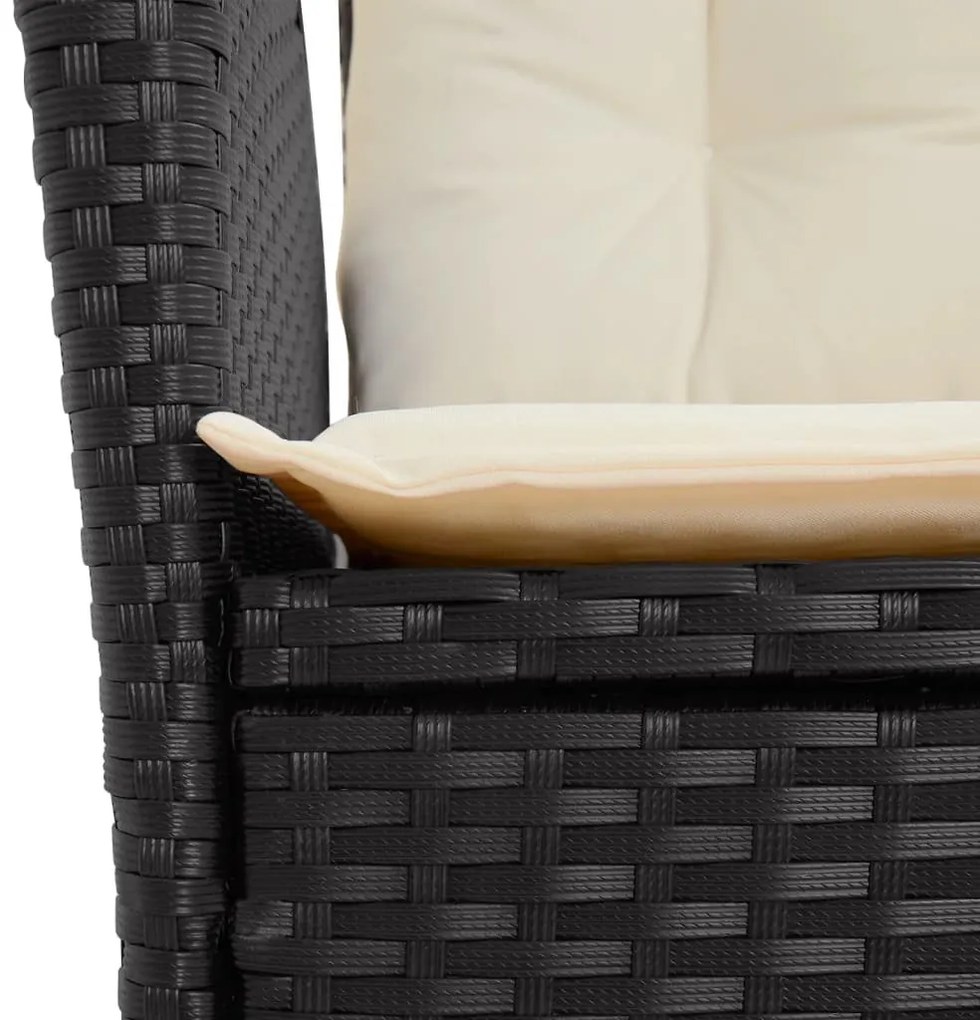 9 részes fekete polyrattan kerti étkezőgarnitúra párnákkal