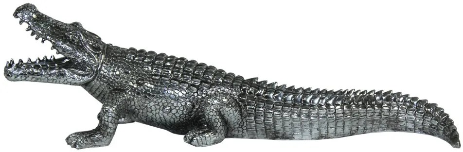 Krokodil figura Műanyag Ezüst 20,5x67x18,5cm