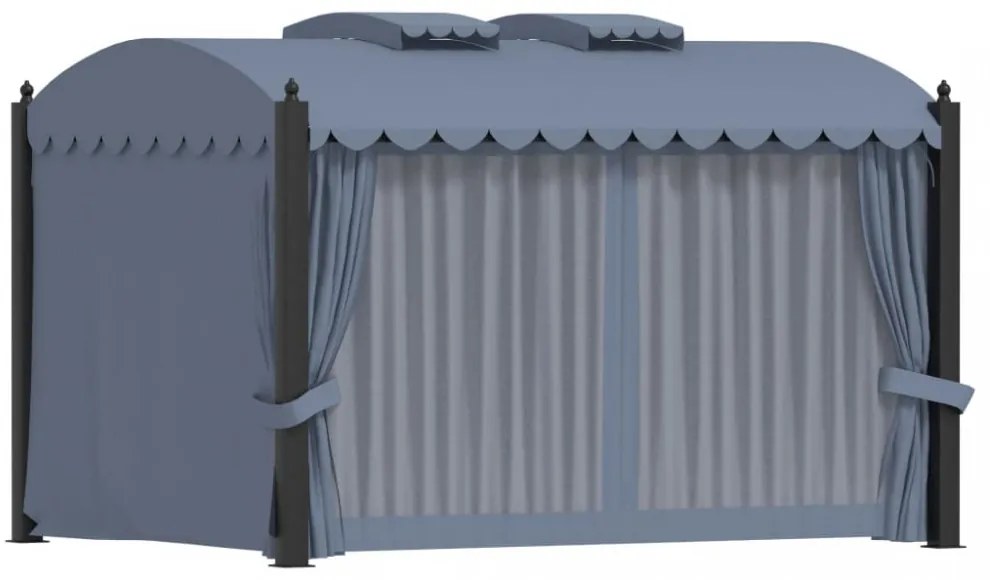 antracitszürke acélpavilon függönyökkel 3 x 4 m