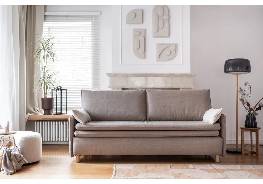 Világosbarna kinyitható kanapé 207 cm Simon – Miuform