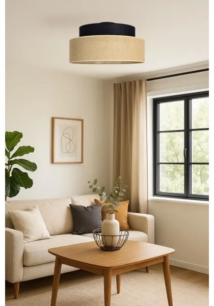 Mennyezeti lámpa BOHO 1xE27/60W/230V átm. 40 cm fekete/bézs